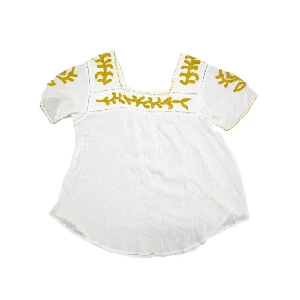 Raj Cleo Top with Floral Embroidery and Detailing Around the Neckline and Sleeve